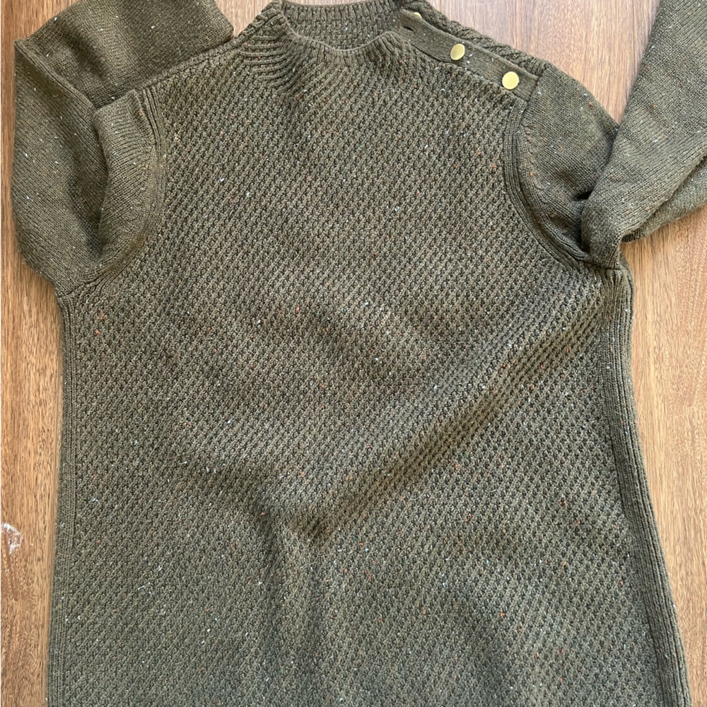 Talbots Green Knit Sweater with Button Accents